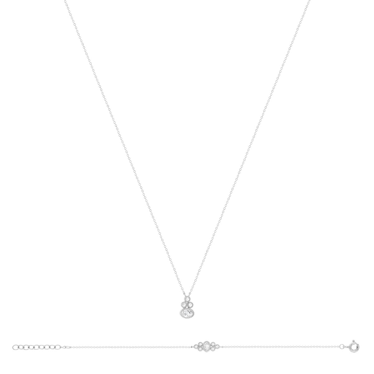 Parure argent 925 collier et bracelet zirconias
