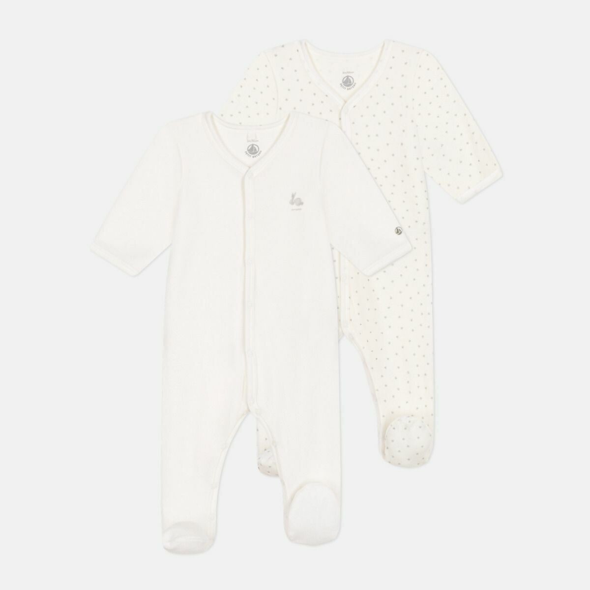 PETIT BATEAU<br>Conjunto de 2 pijamas de veludo, lisos e estampados