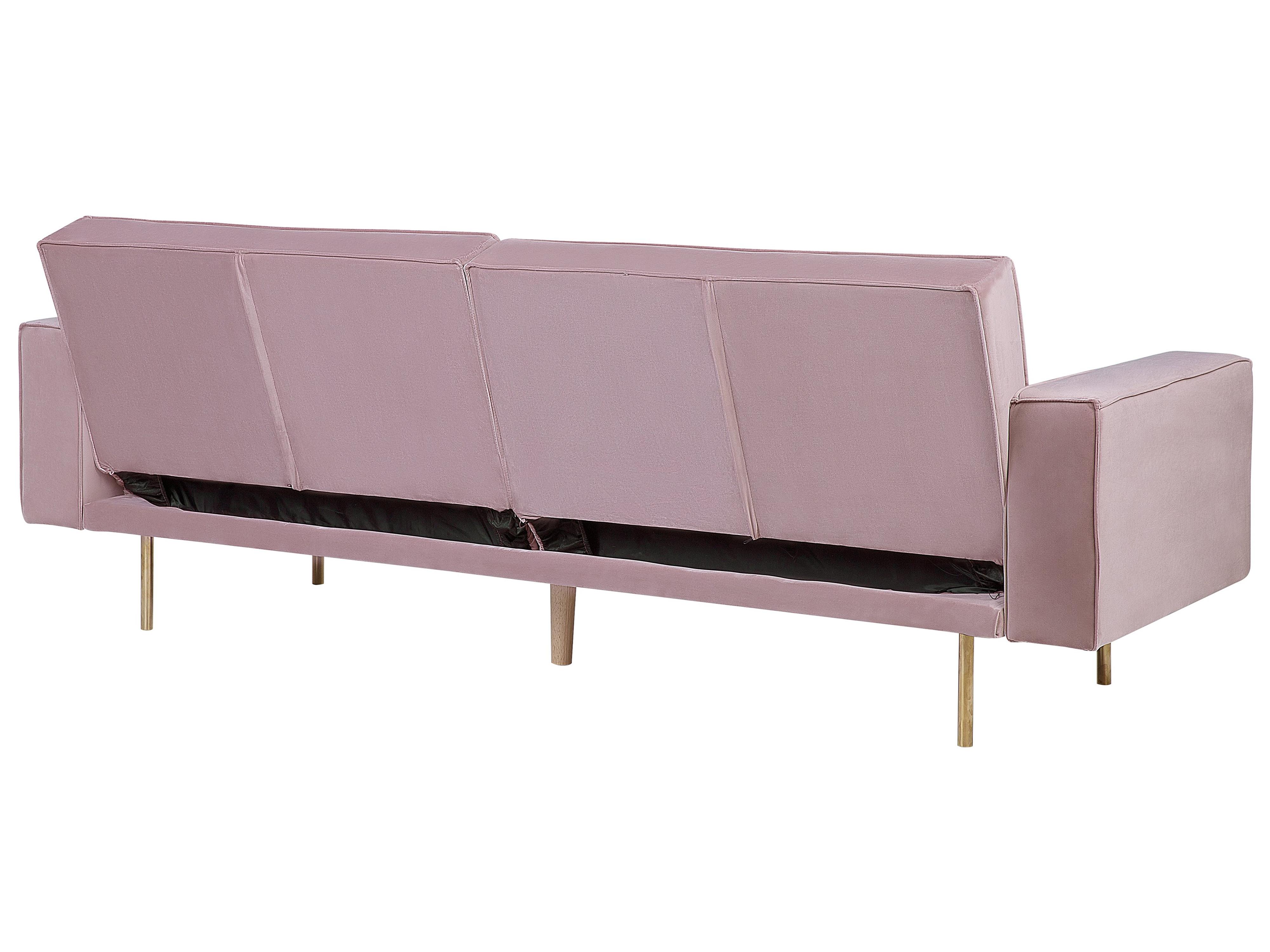 Slaapbank 3-zits VISNES Fluweel Roze