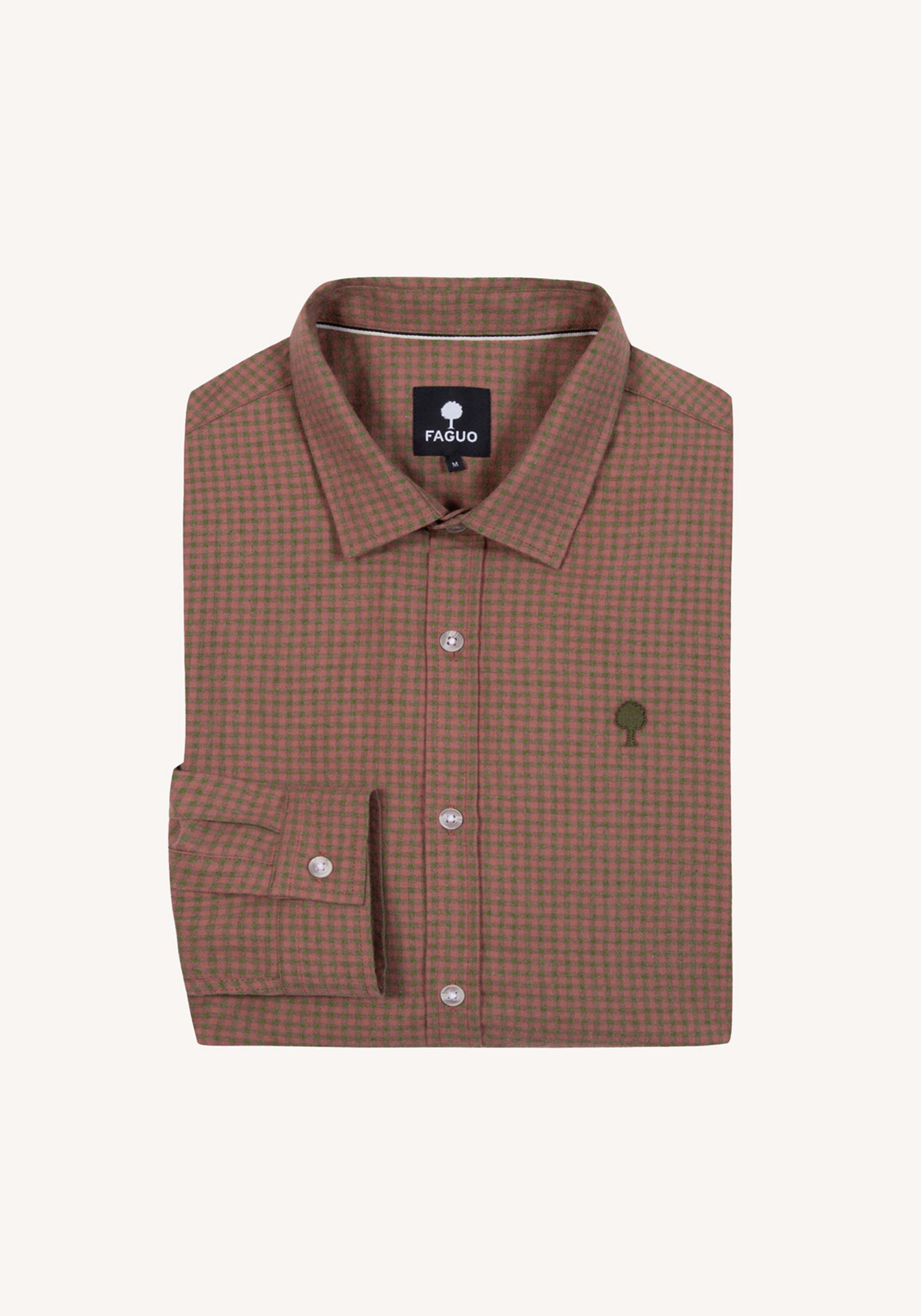 Faguo Flanell-Hemd Iraty Shirt Woven Kaki/Pink