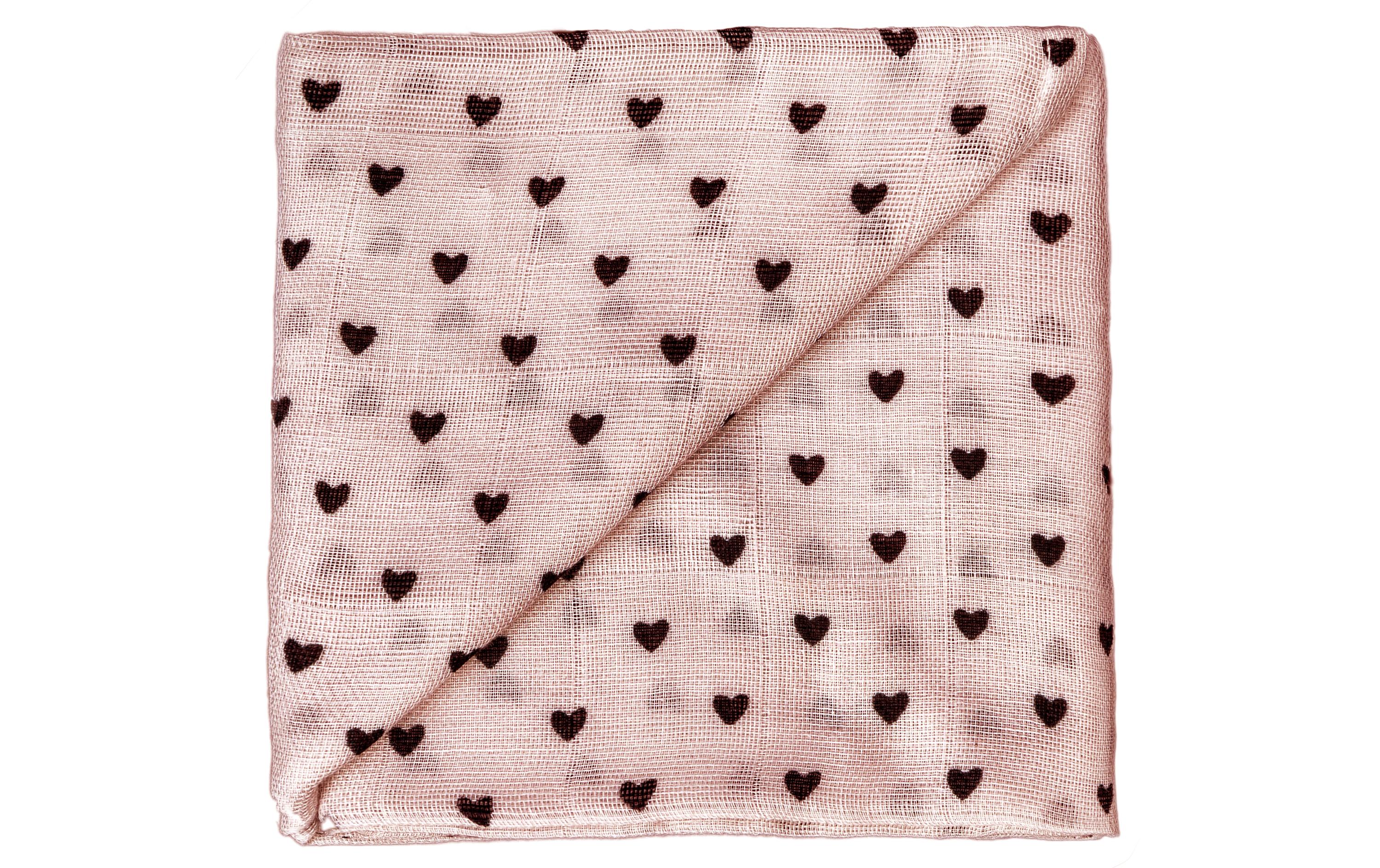 Mulltuch Herzen Altrosa 60 cm x 60 cmGaze-Tuch für Babys