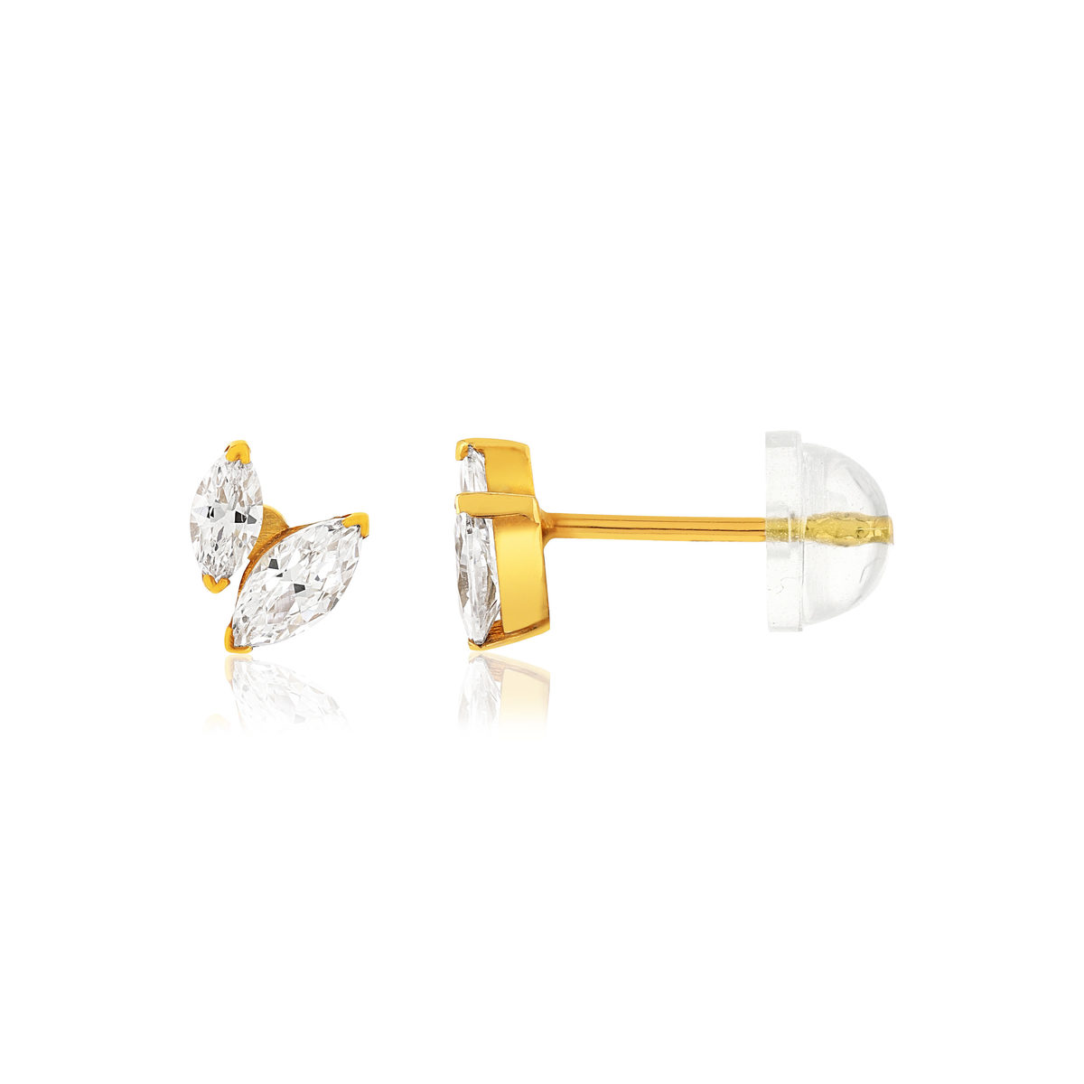 Boucles d'oreilles or 375 jaune zirconias blancs
