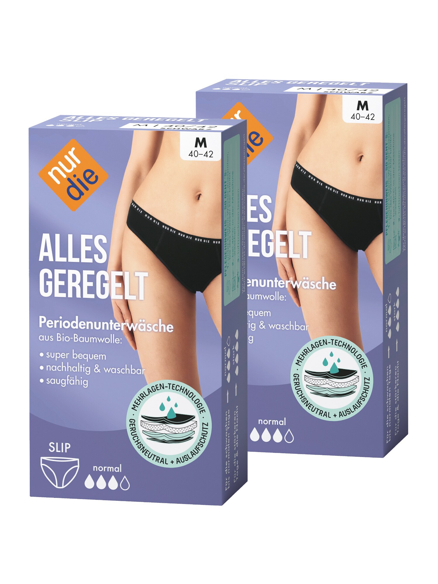 NUR DIE Damen Periodenunterwäsche Alles Geregelt Slip normal 2er Pack