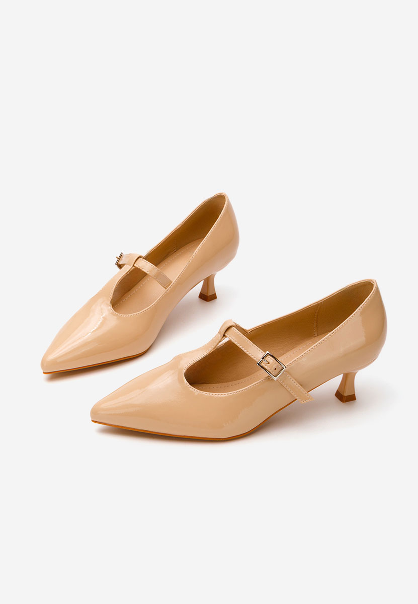 Chaussures à talon fin beige Caty