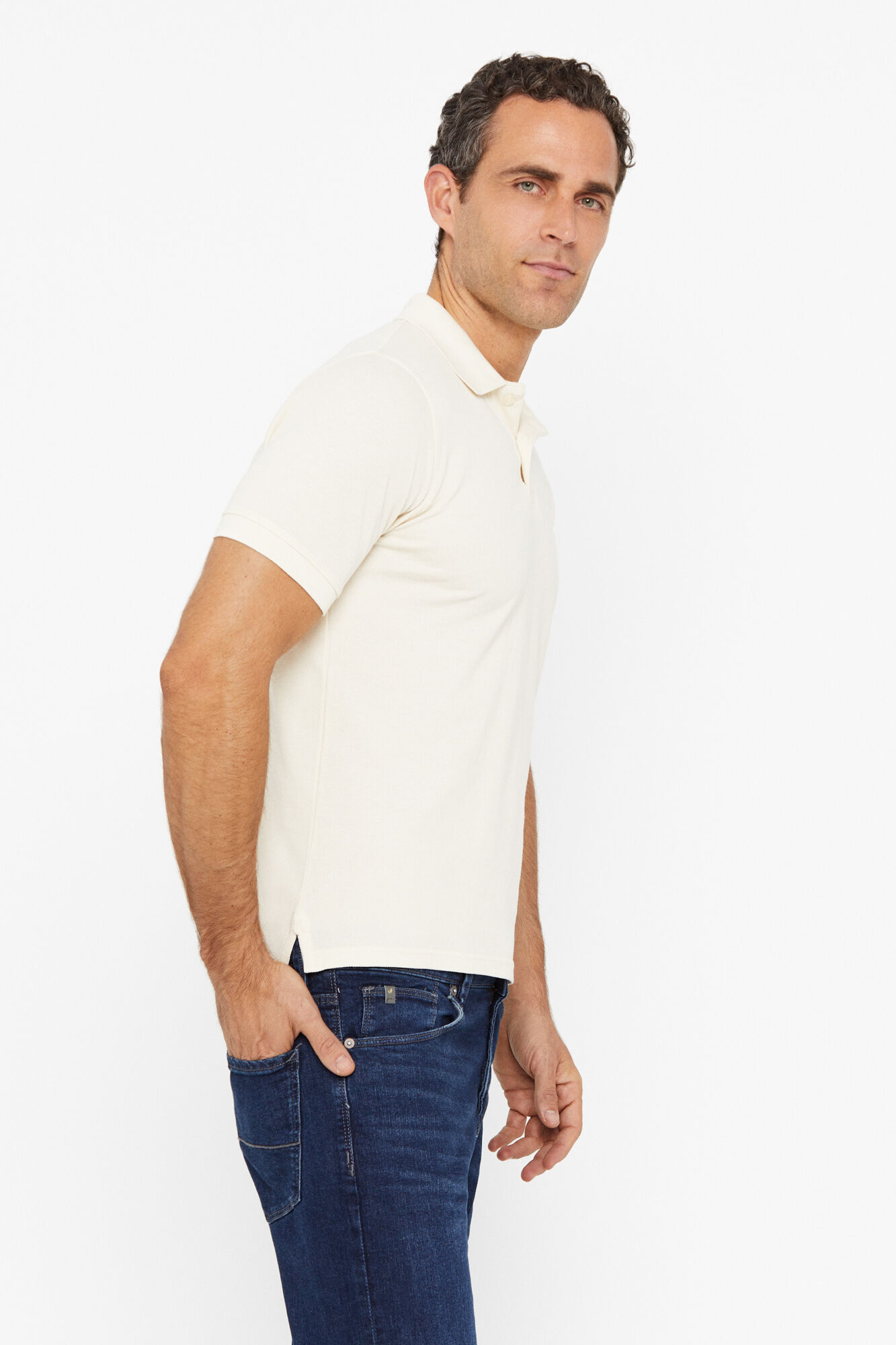 Polo piqué com logo - Bege