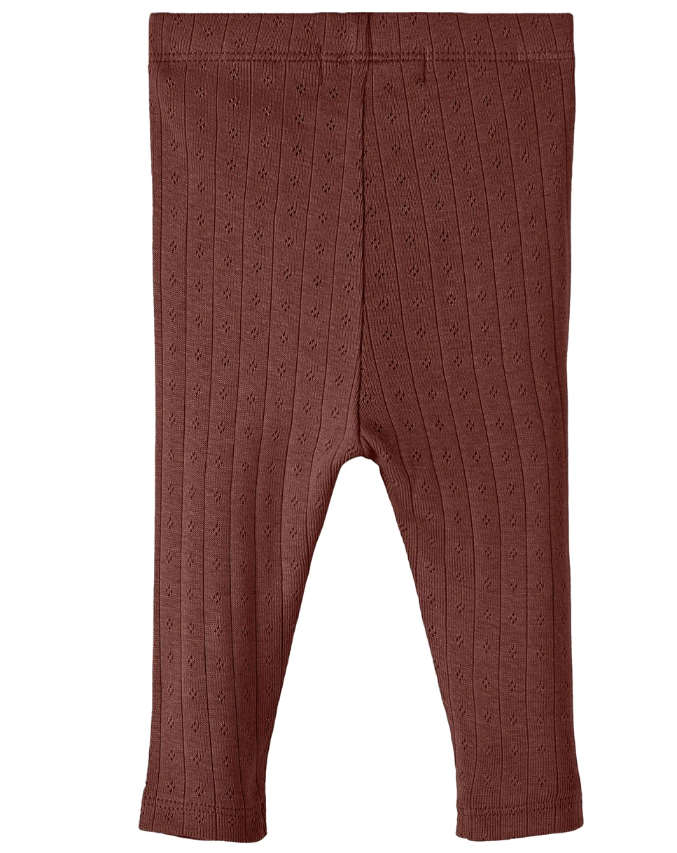 Rippstrick-Leggings NBFRACHEL in rum raisin