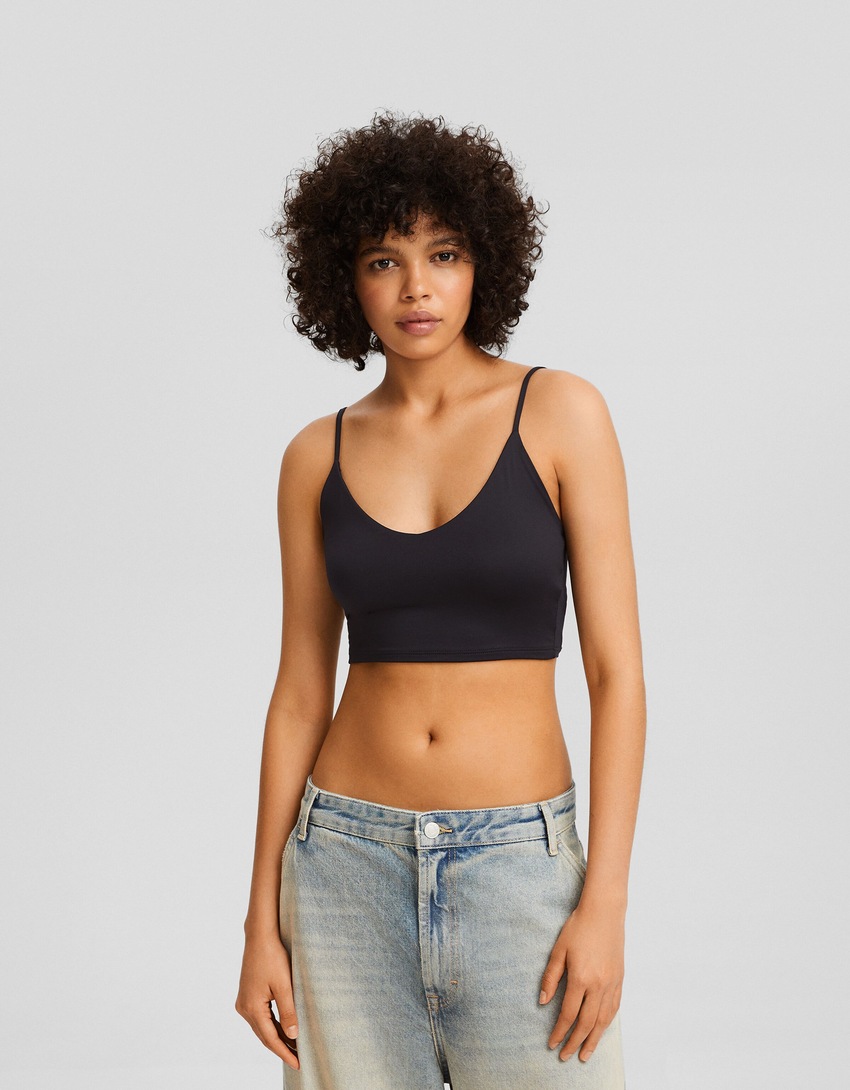 Top cropped de alças finas