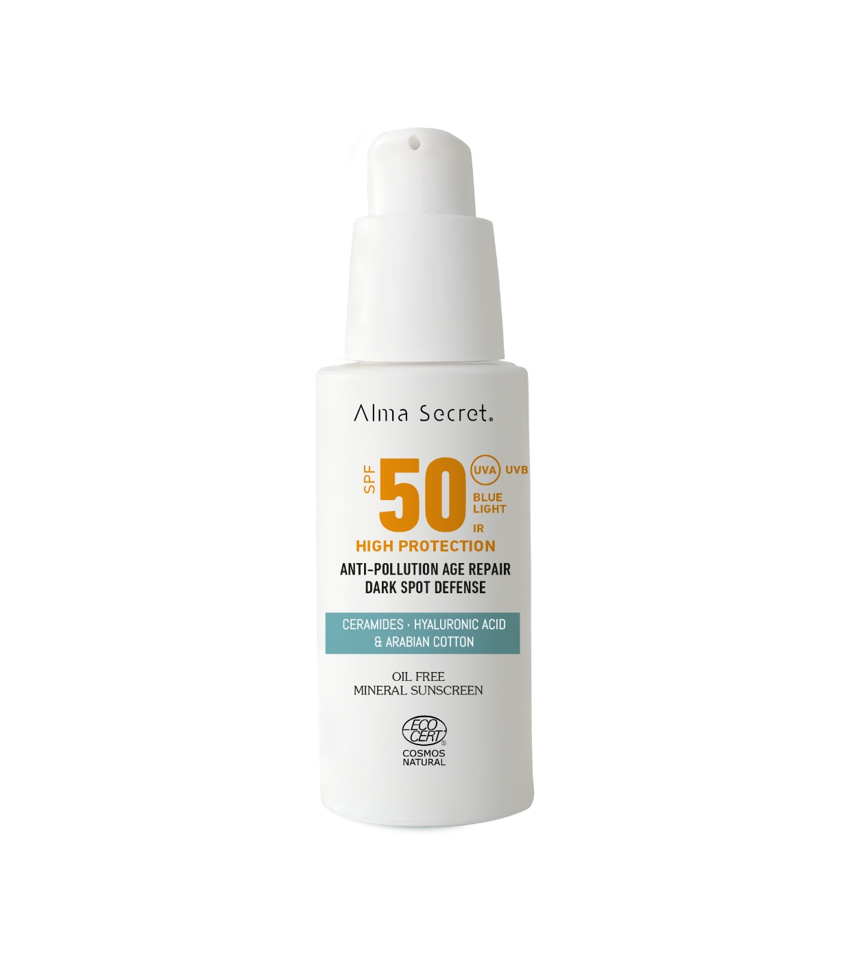 Alma Secret - Creme facial com alta proteção solar FPS50 para todos os tipos de pele