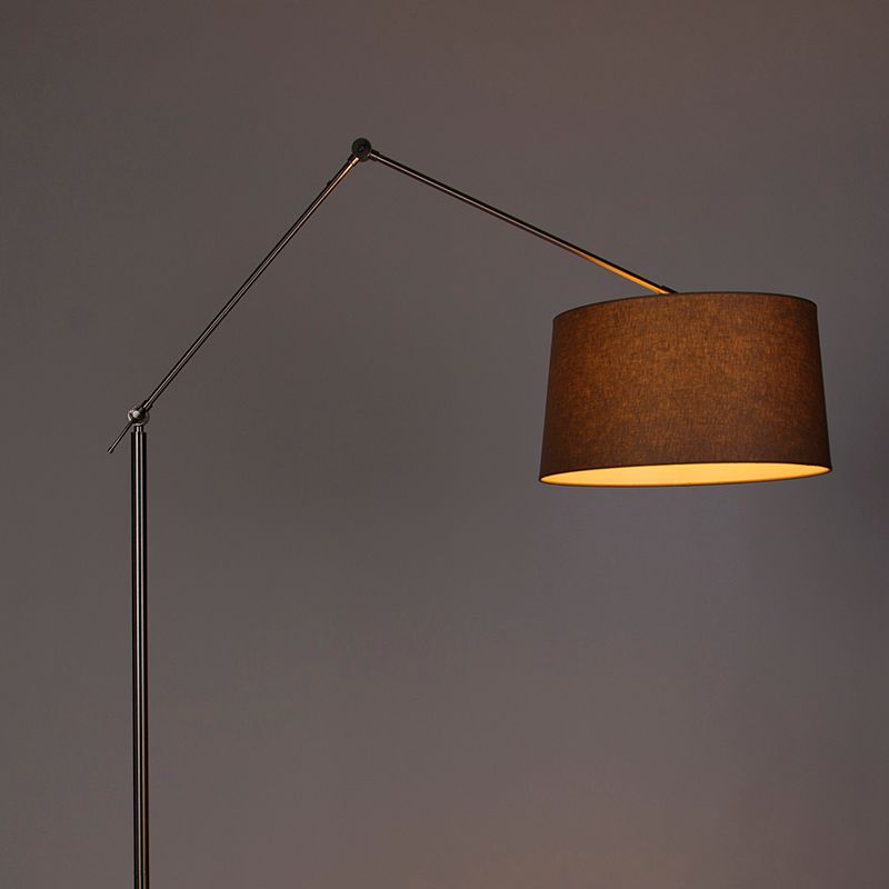 Moderne vloerlamp staal met kap taupe 45 cm - Editor