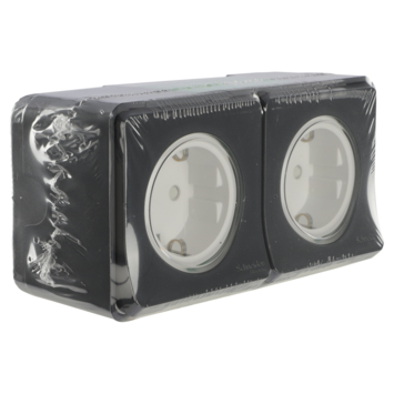 Schneider Electric Mureva Styl wandcontactdoos 2-voudig horizontaal IP55 antraciet