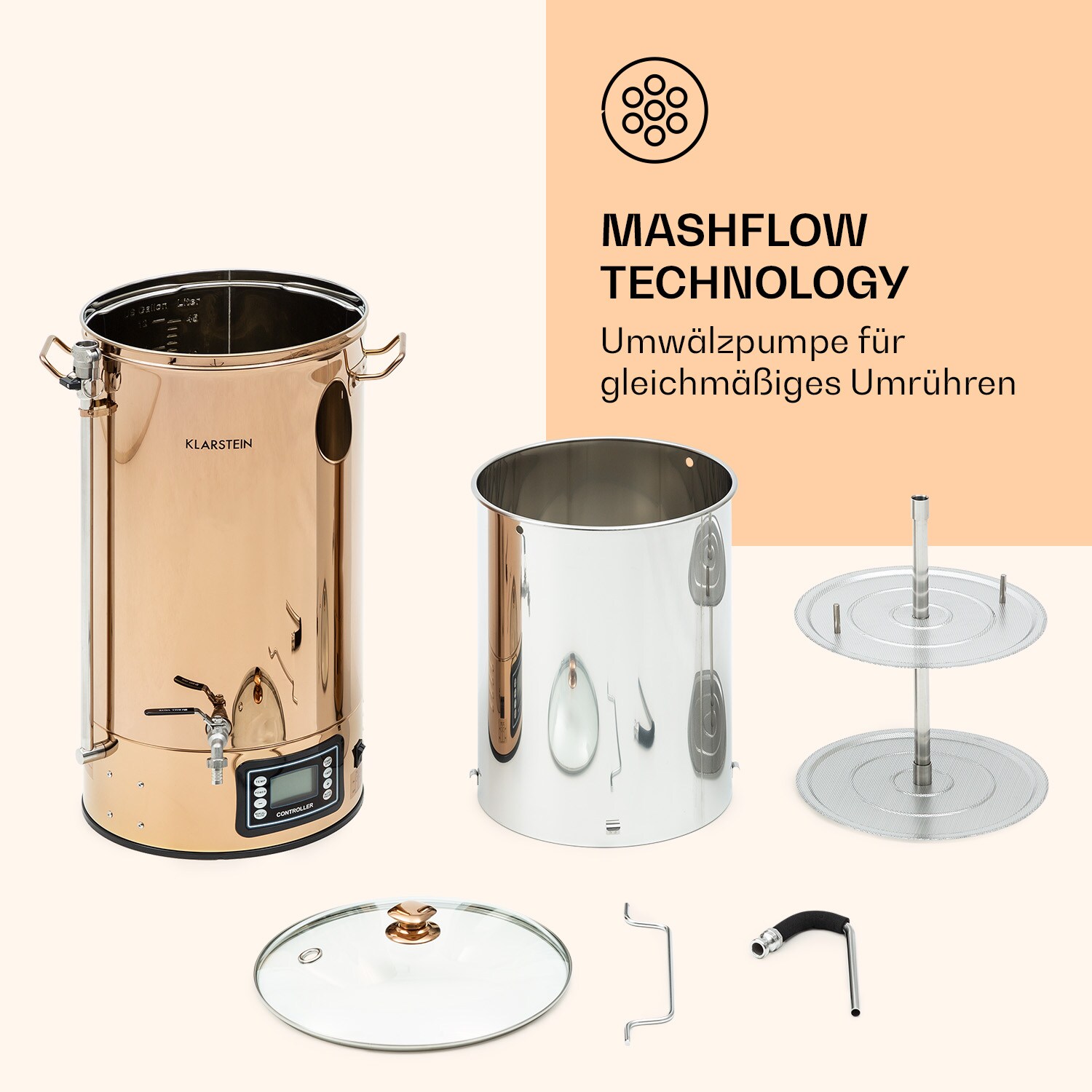 Mundschenk XXL Maischekessel Bierbrauanlage 3000W 50l 304 Edelstahl