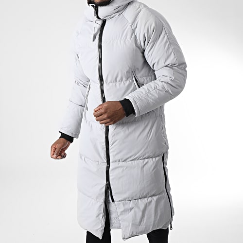 Doudoune Capuche Longue Gris