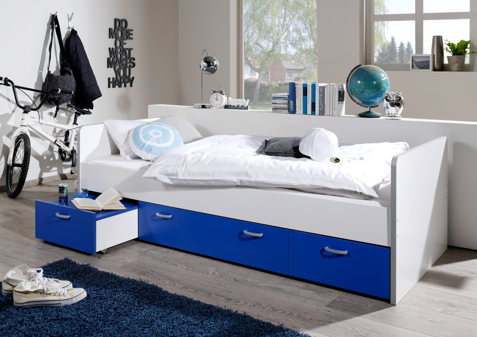Kojenbett BONNY - weiß-blau - 90x200 cm