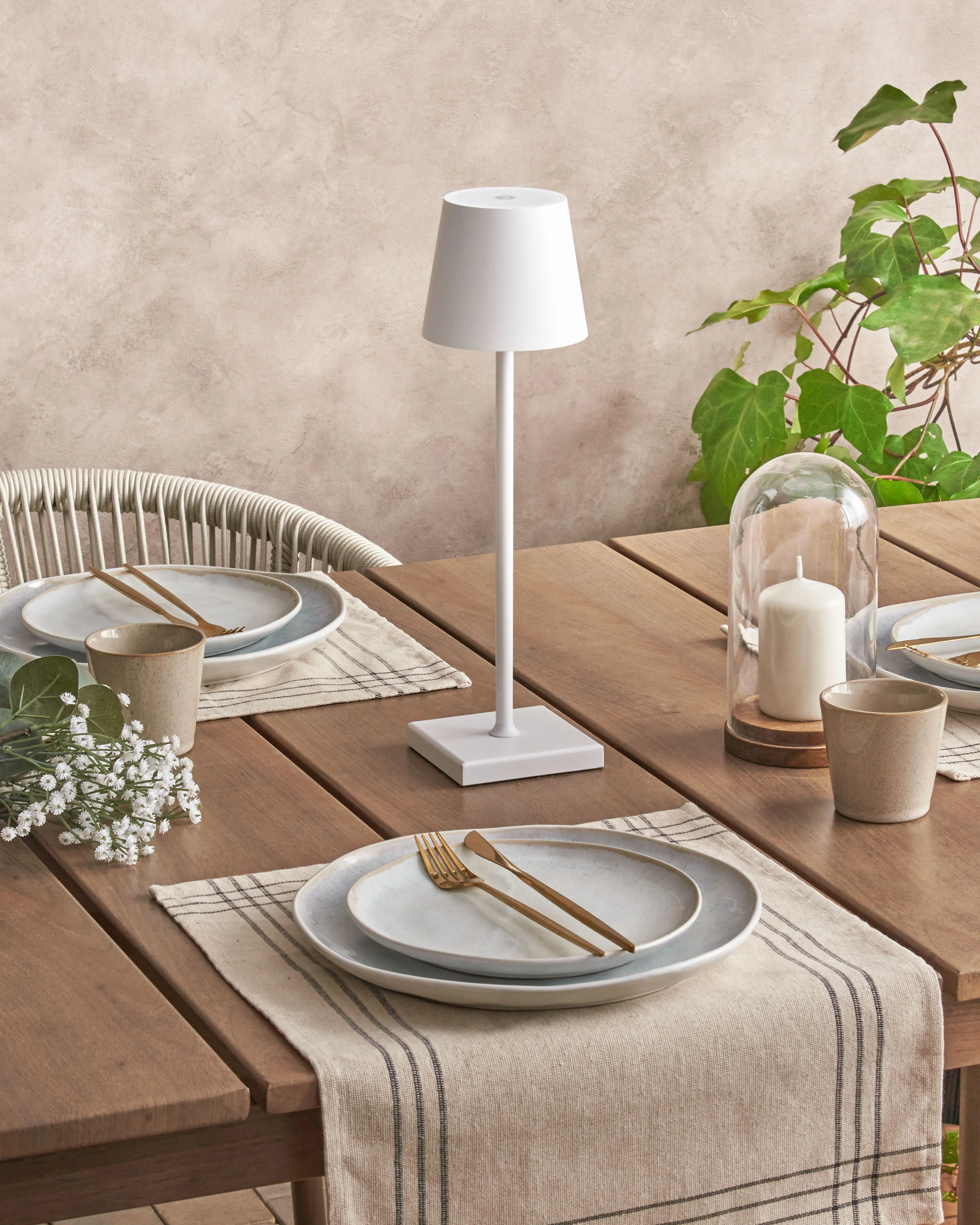 LED draadloze tafellamp BACEIRO met dimmer Metaal Wit