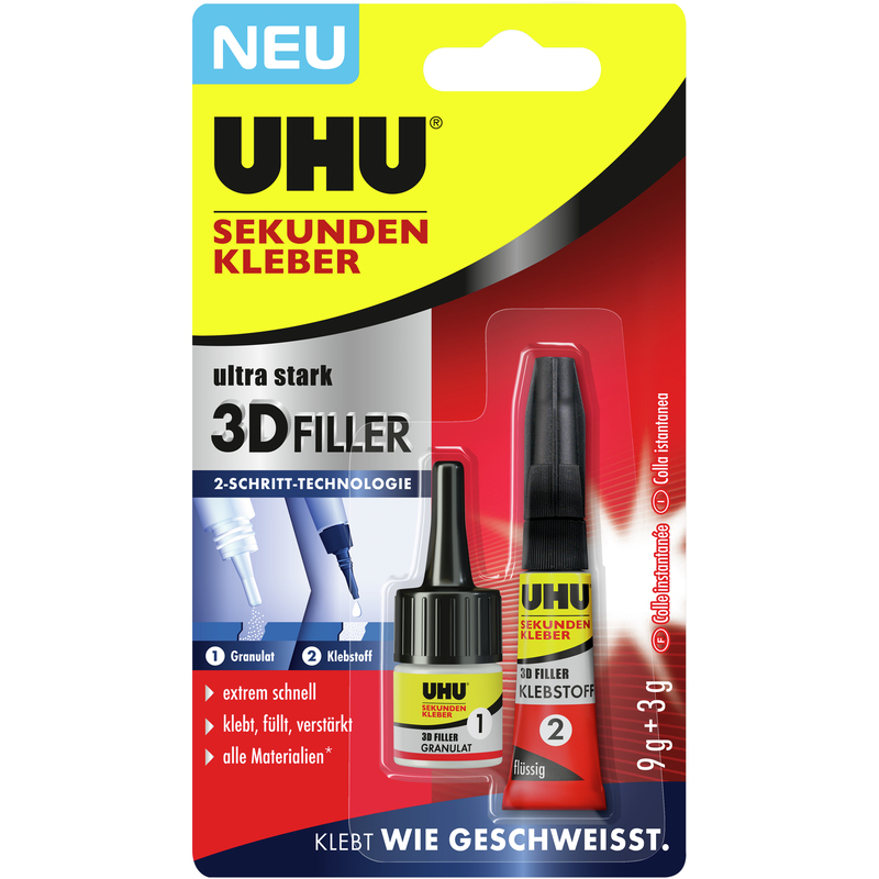 UHU Sekundenkleber 3D-Filler, ultra stark, 2 g