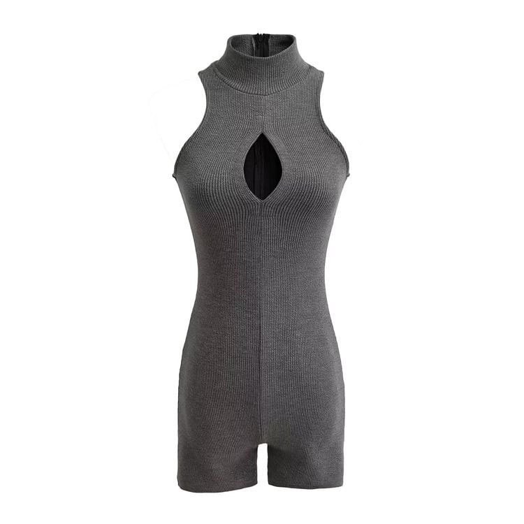 Hollahop - Mouwloze, slanke romper met mockneck en effen uitsparing
