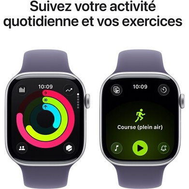 Apple watch Apple Watch Series 11 GPS + Cellular 46mm Boitier en Aluminium Argent avec Bracelet Sport Brume Violette - M/L