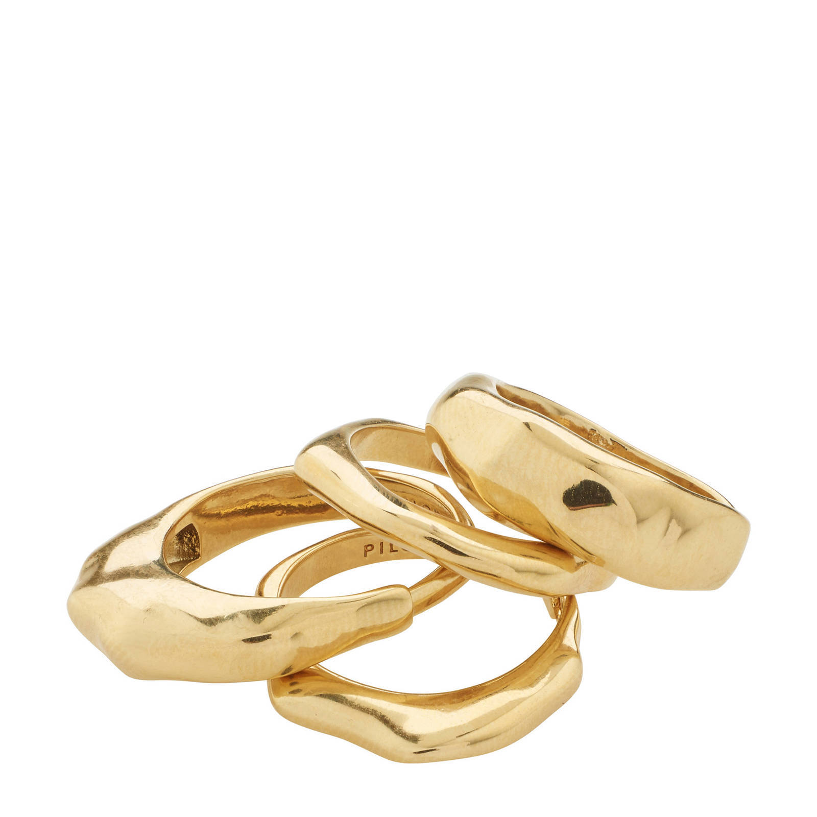 PILGRIM gold plated ringen Asher - set van 4
