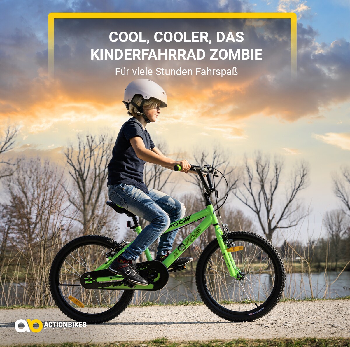 Actionbikes Kinderfahrrad Zombie 20 Zoll, V-Brake-Bremsen, Seitenständer, Reflektoren, Kettenschutz