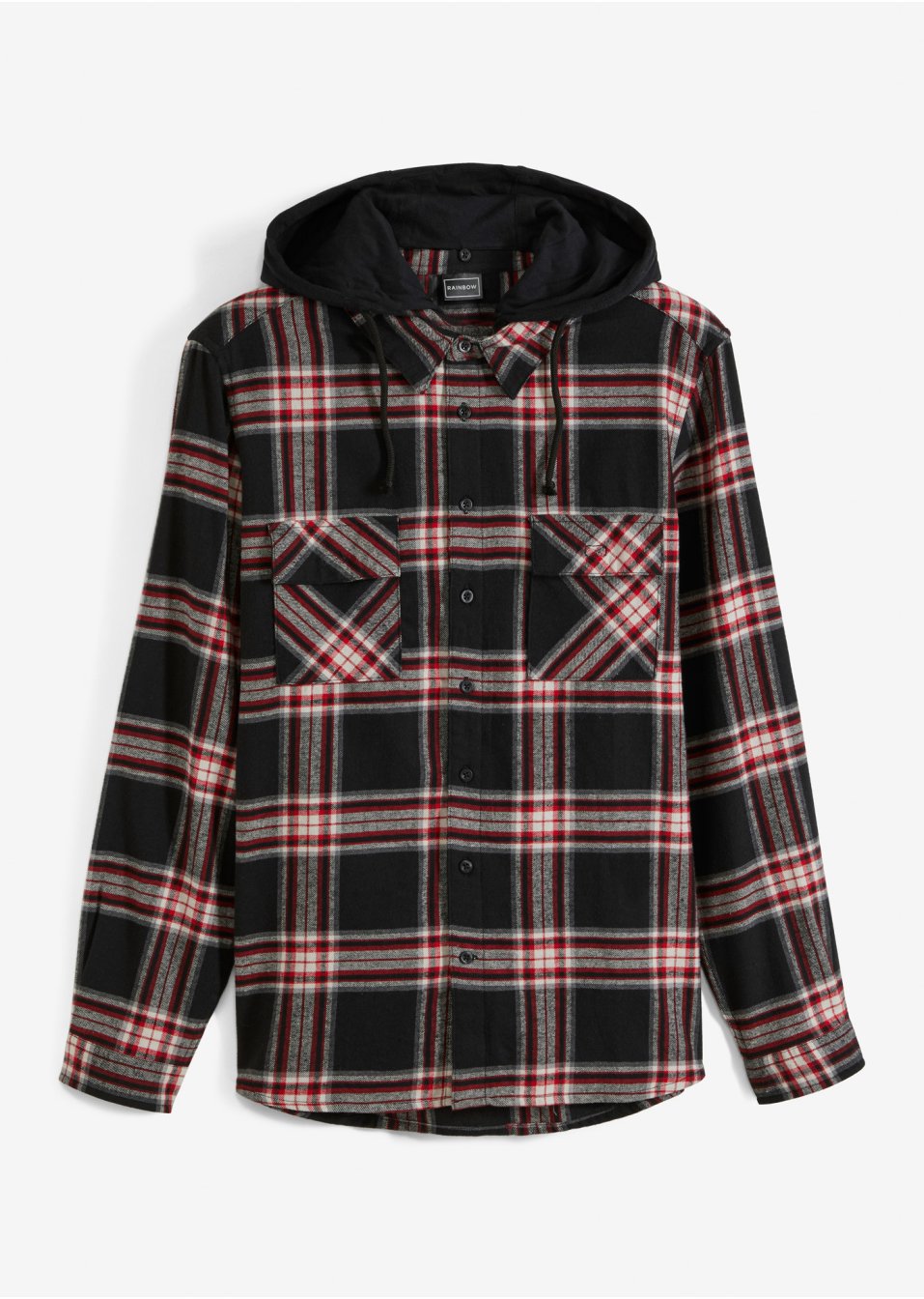 Chemise manches longues en flanelle avec capuche amovible