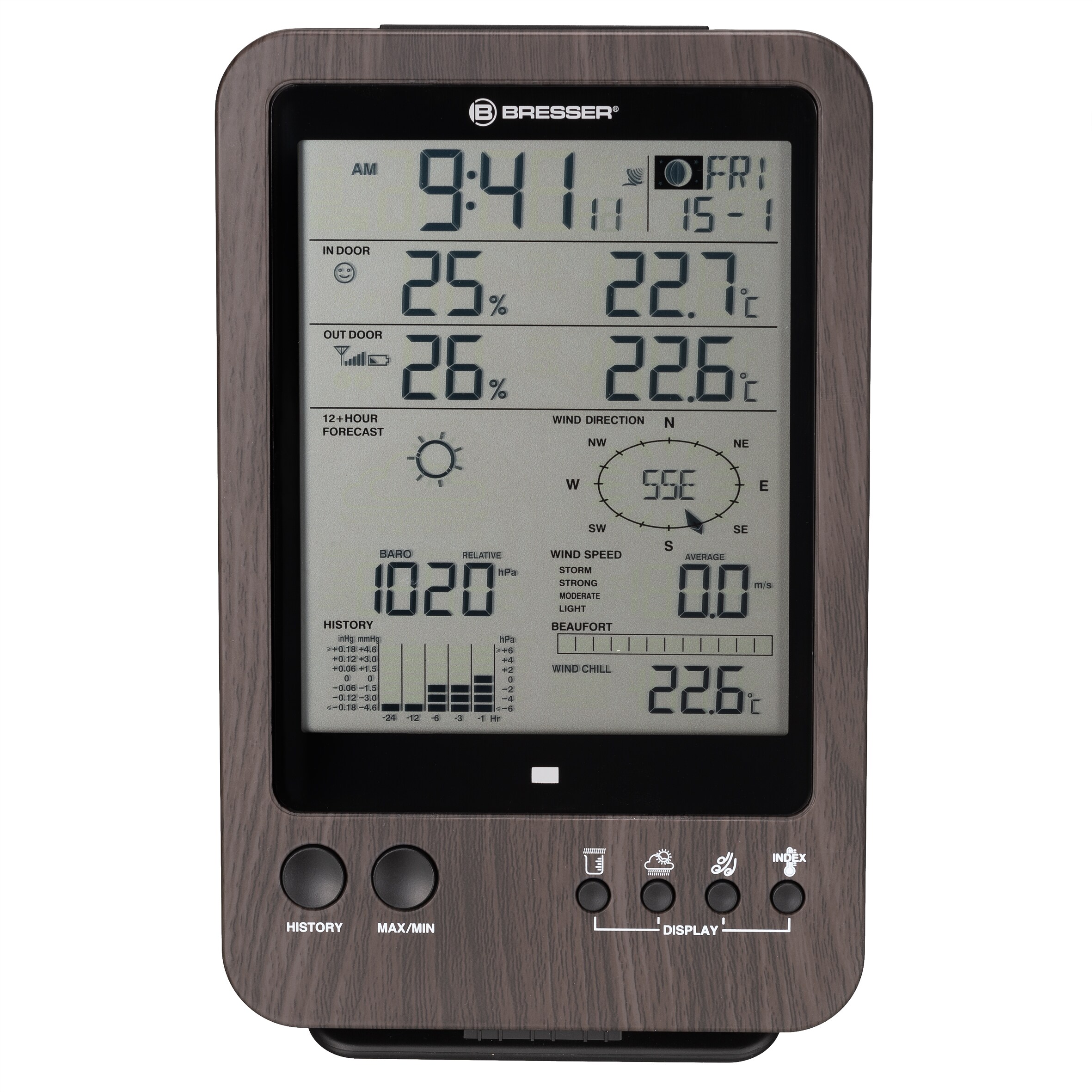 BRESSER WTW 5-in-1-Wetterstation in Holzoptik