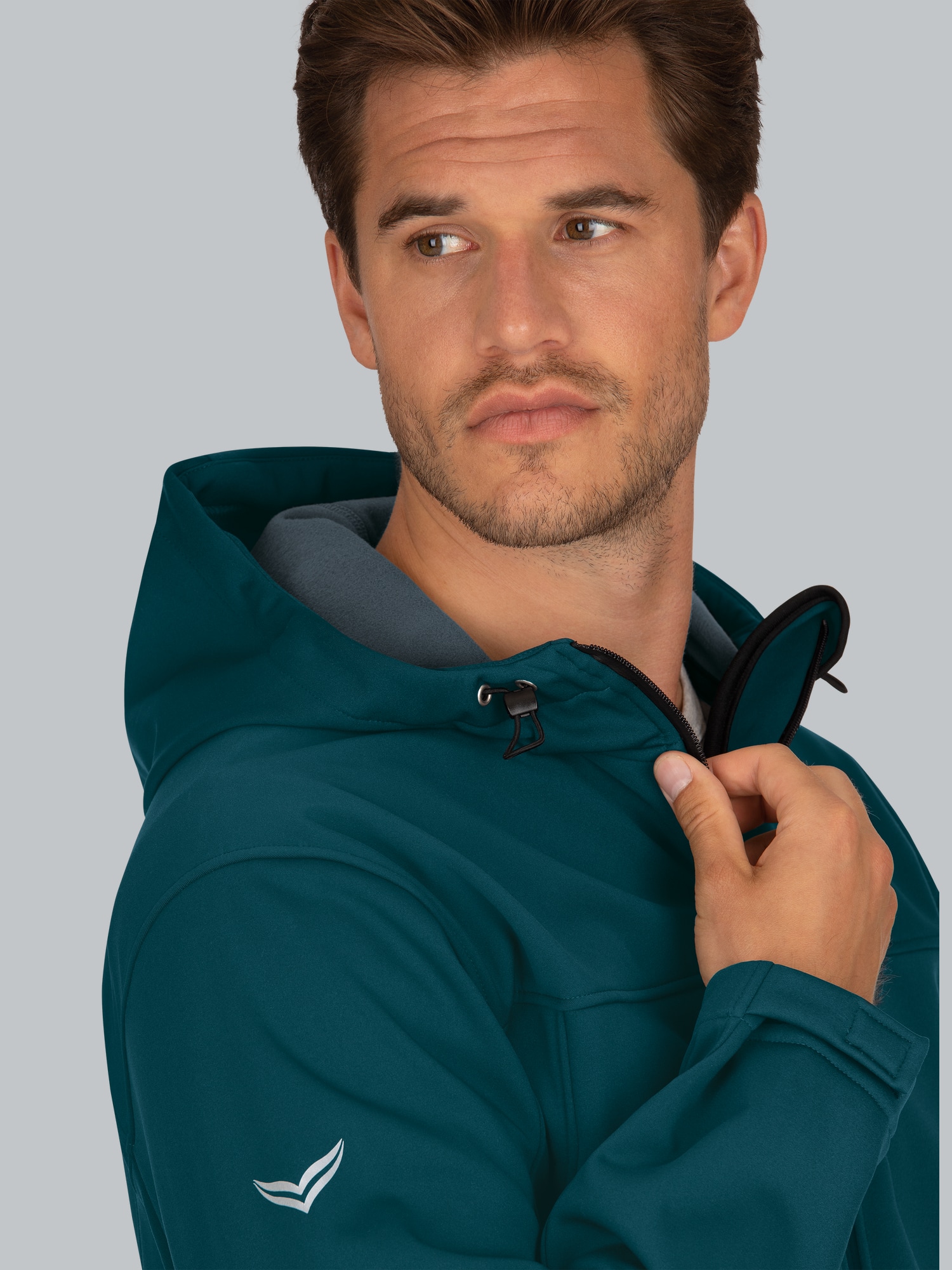Klassische Softshell–Kapuzenjacke Saphir