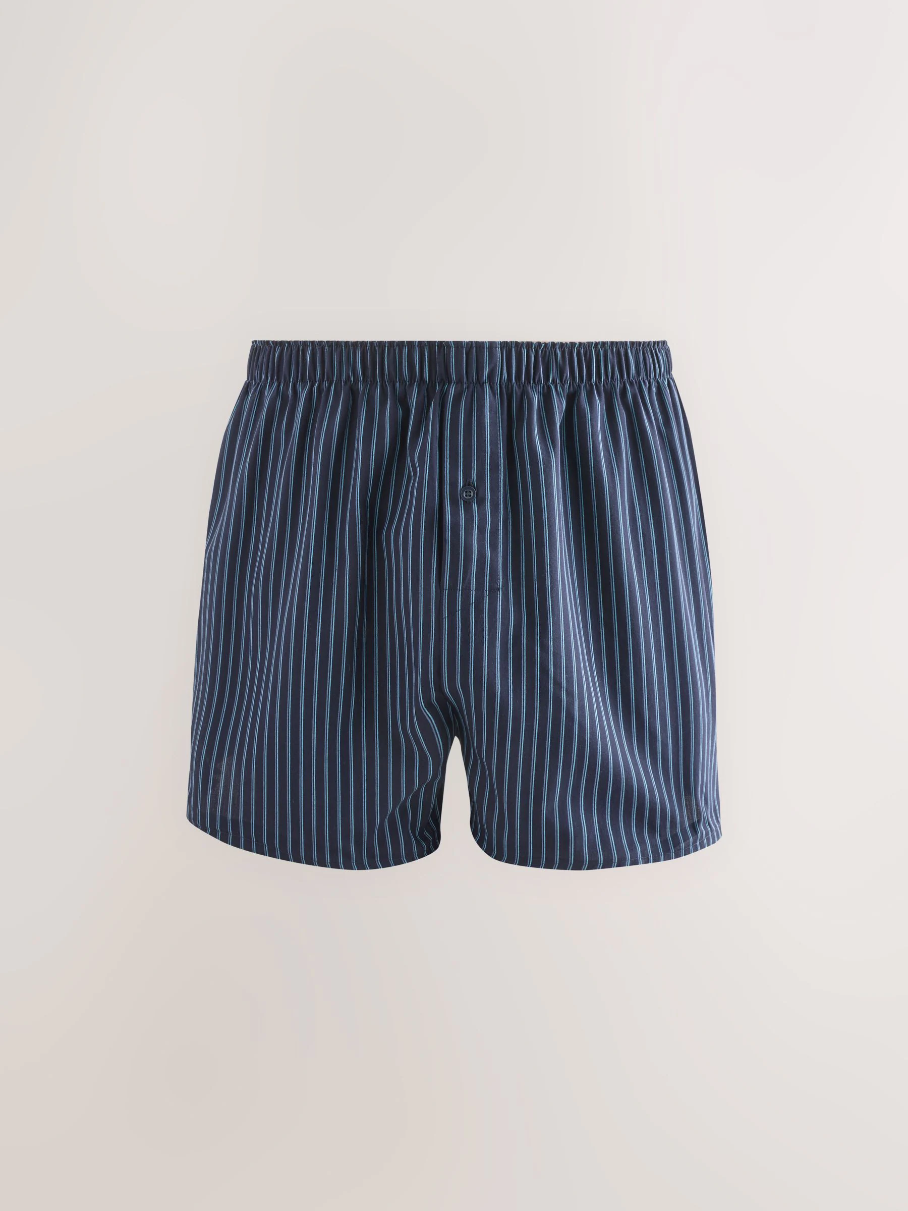 Marineblauw gemengd patroon - Verpakking van 4 - Geweven boxershorts van puur katoen