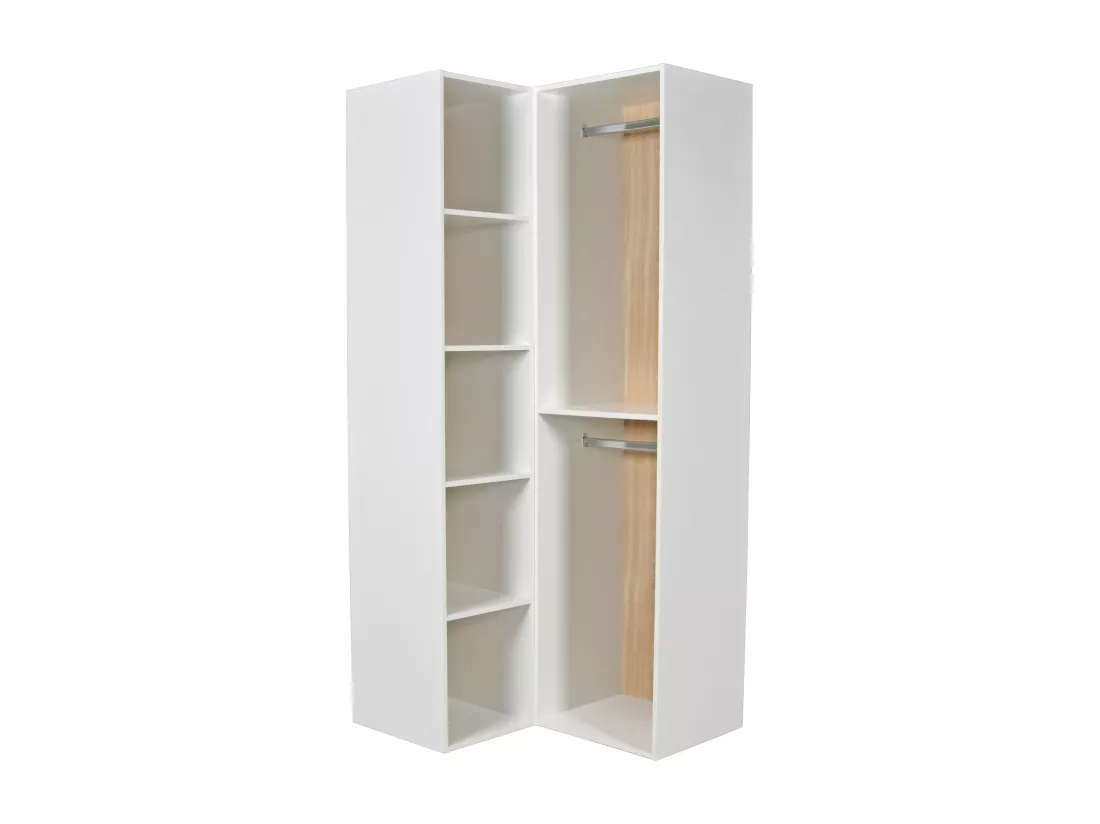 Dressing d'angle modulable - L144,5 cm - Blanc et naturel - TAMOKA