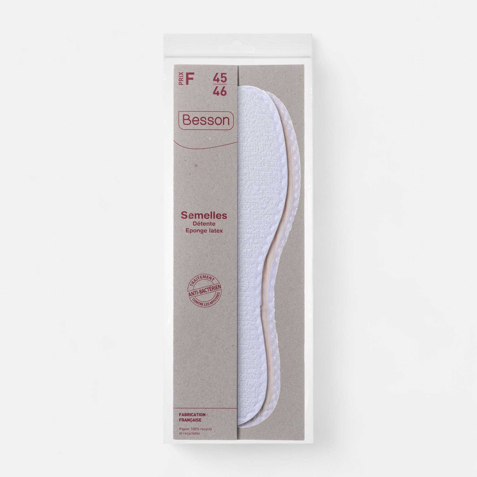 Semelles éponge latex 45 46 blanc