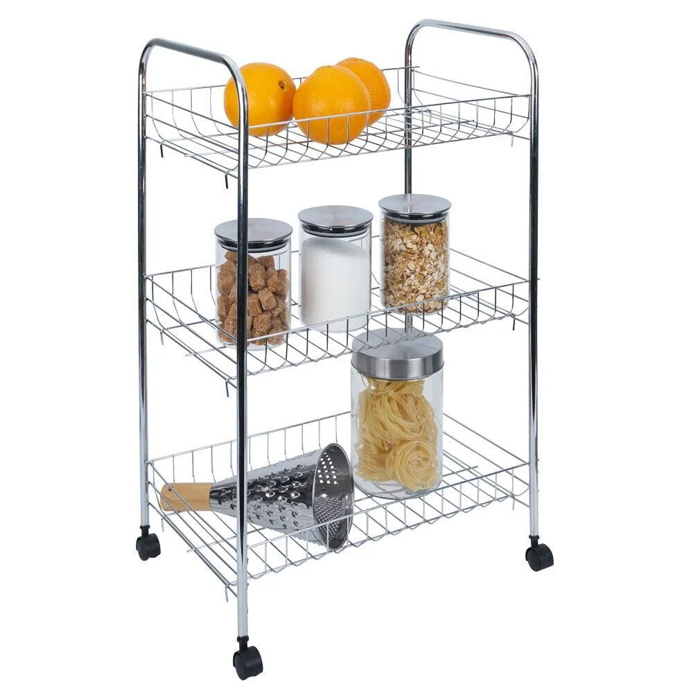 Desserte en métal gris 3 niveaux - L.41xl.26,5xH.61,5cm