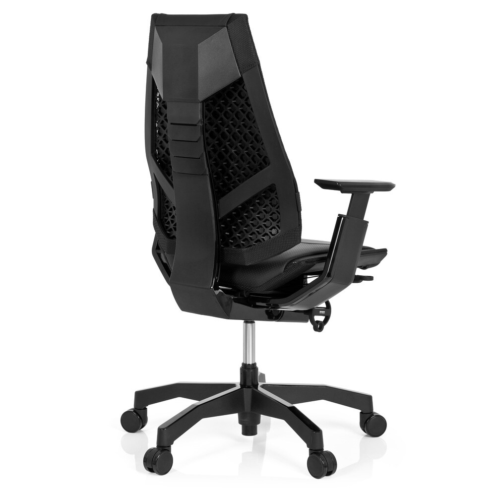 High End Bürostuhl GENIDIA BLACK Leder mit Armlehnen hjh OFFICE