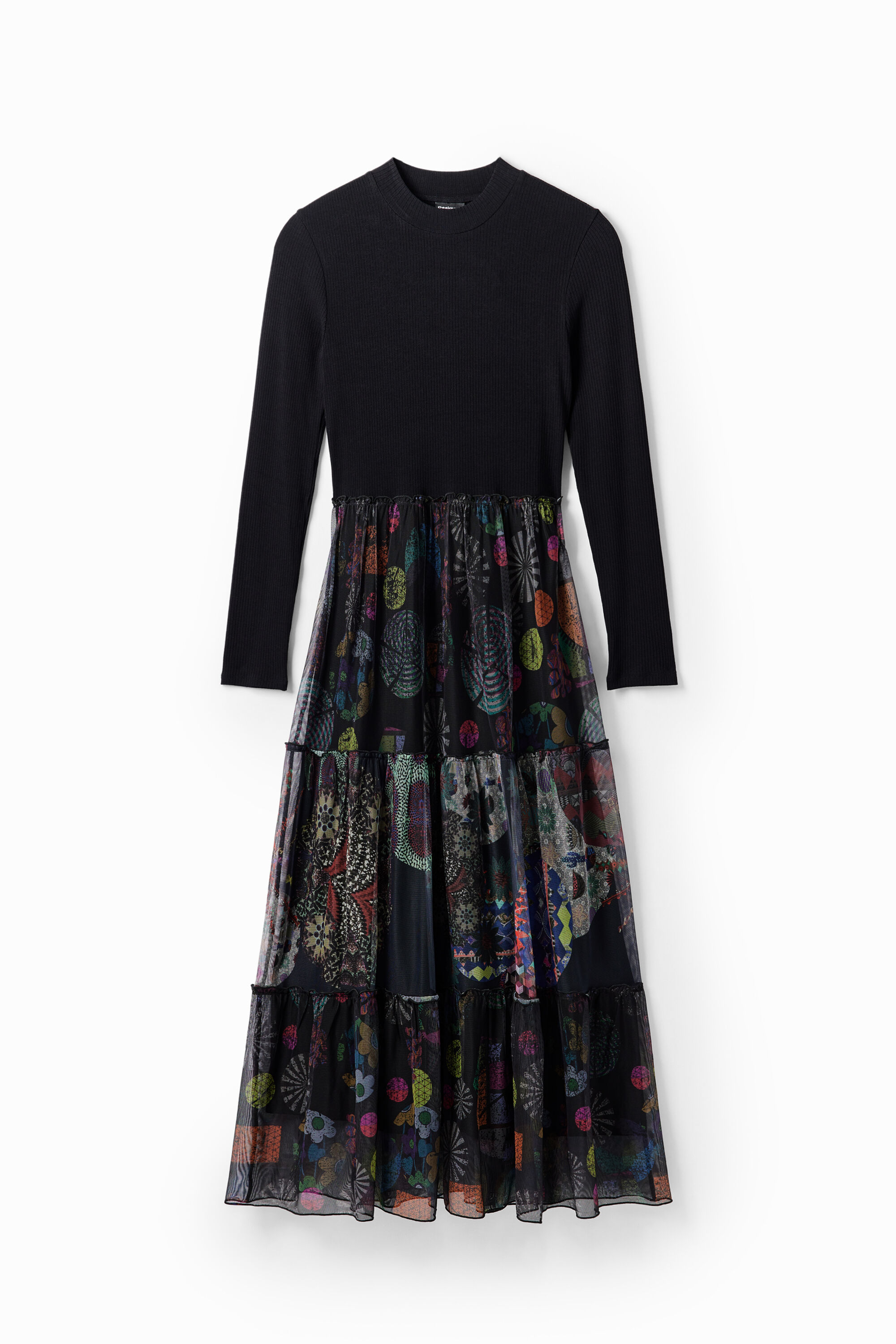 Vestido combinado midi flores