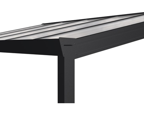 Terrasoverkapping Expert met 8 mm gelaagd veiligheidsglas, 400 x 250 cm, antraciet structuur