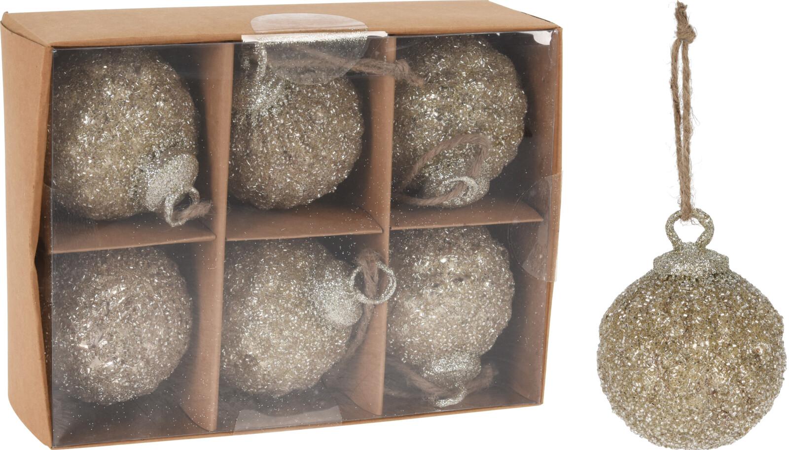 BOULE NOEL D.8CM PERLES ARGENT