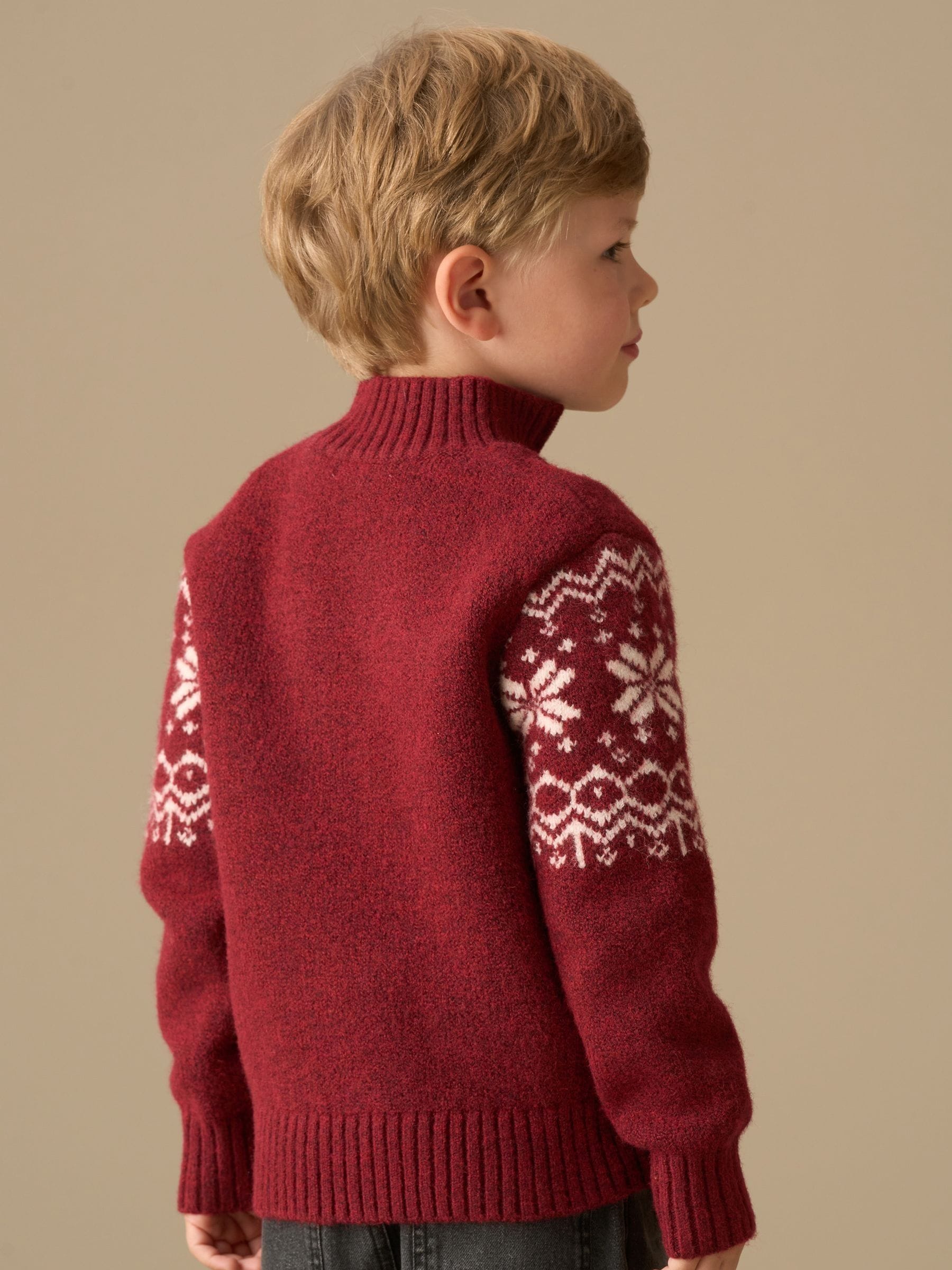 Rood - Angel & Rocket Oakley Fairisle trui met ritskraag