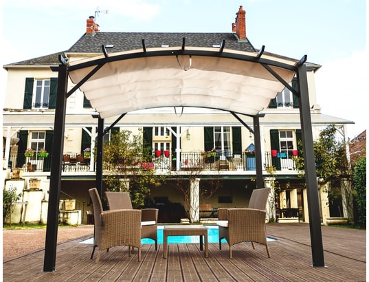 HABRITA - Pergola structure mixte 11,22 m2 - toile couleur écru