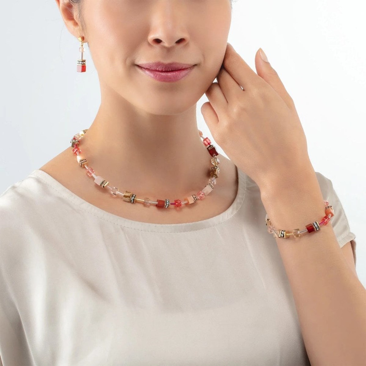 Collier Coeur de Lion GeoCUBE® Iconic Preciousrouge-beige