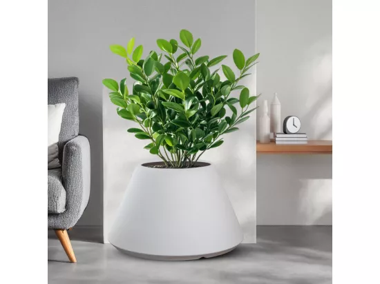Vase en résine pour plantes intérieur/extérieur, design rond conique d.60x35h Stromboli Blanc