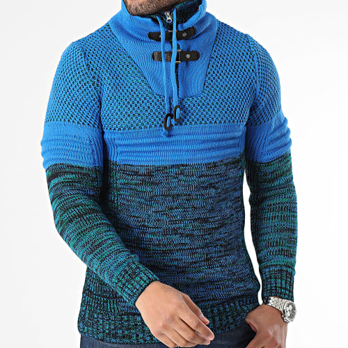 Pull Col Amplified Bleu Noir Vert