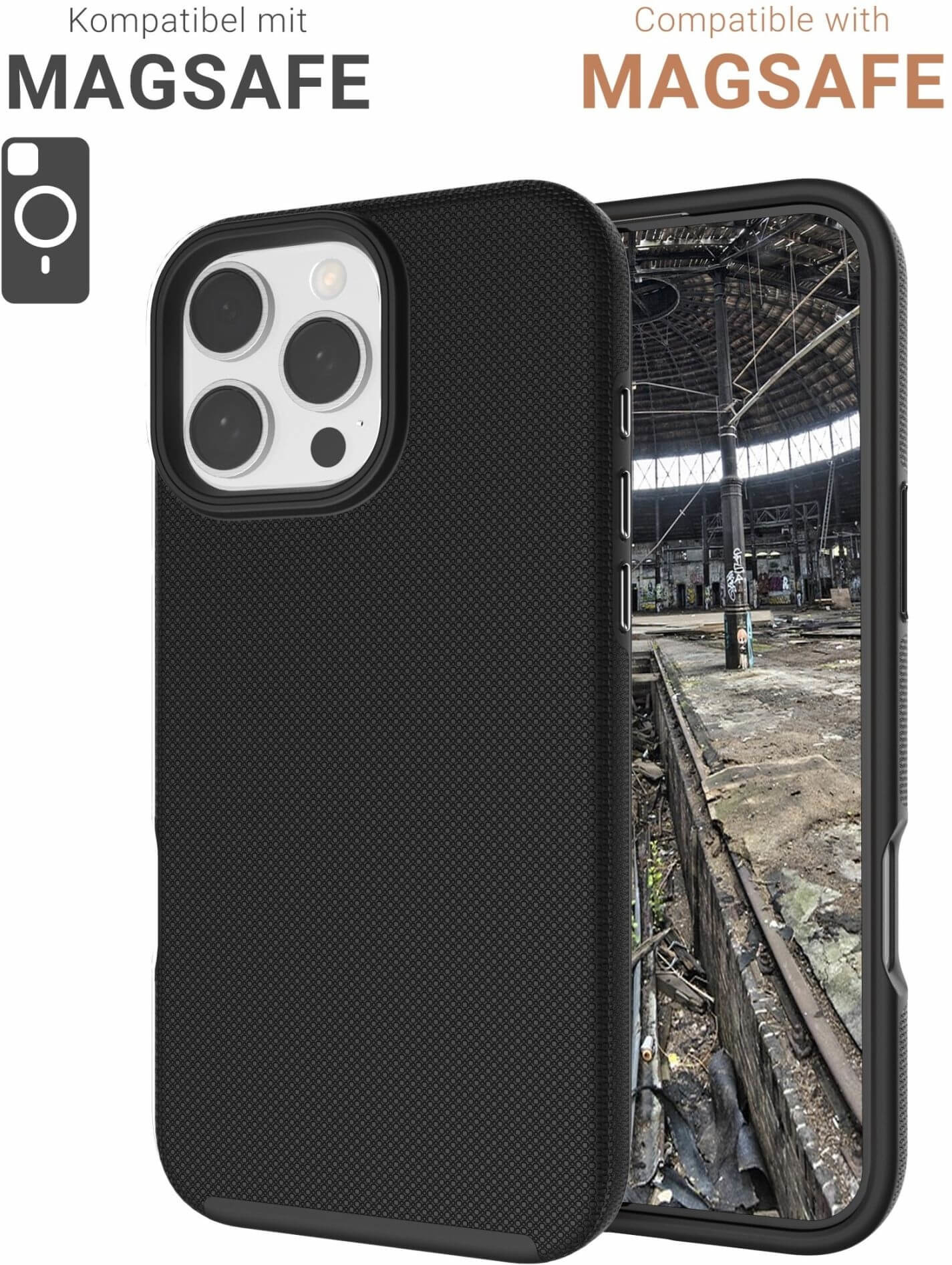 iPhone 16 Pro Max MagSafe Hybrid 2in1 Outdoor Hülle Hardcase Hülle Pankow Solid (11082) - Schwarz