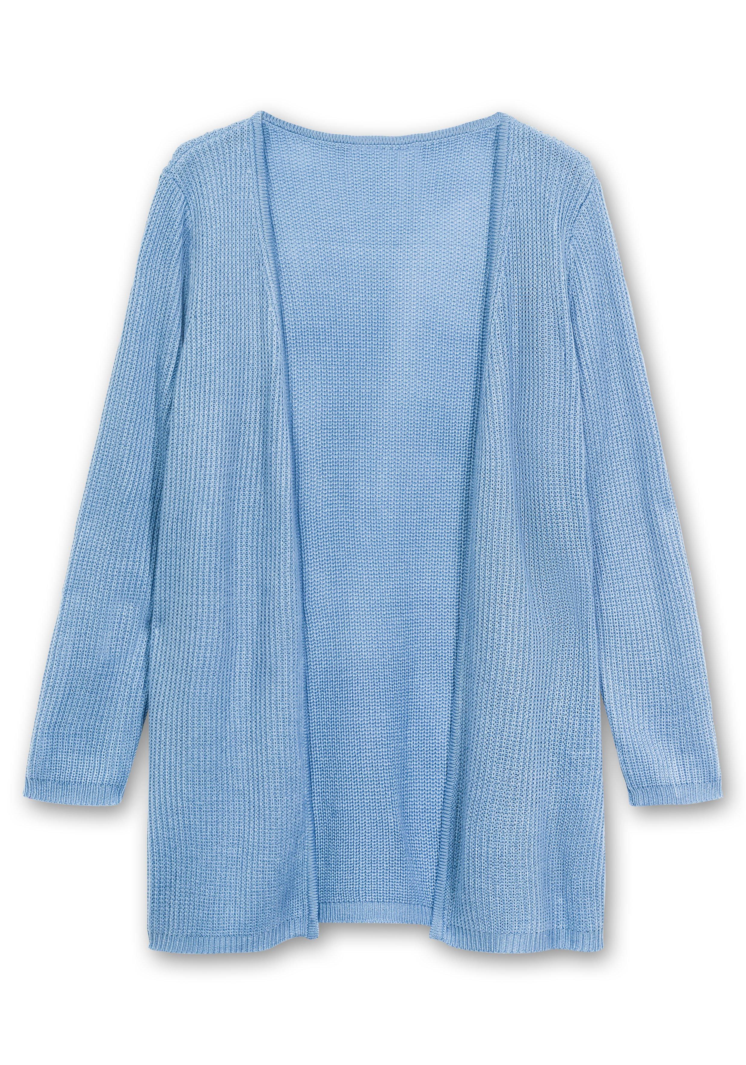 Longstrickjacke in verschlussloser Form, in Rippstrick