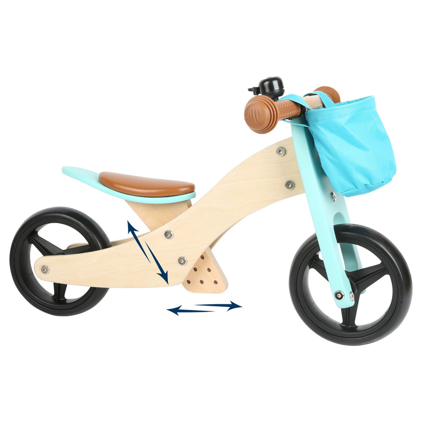 Small Foot-Houten Driewieler en Loopfiets 2in1 Turquoise
