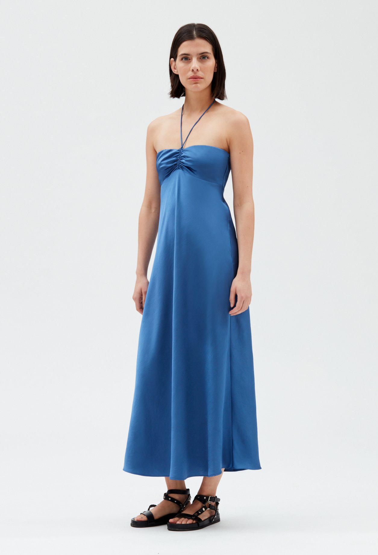 Robe longue bustier bleue
