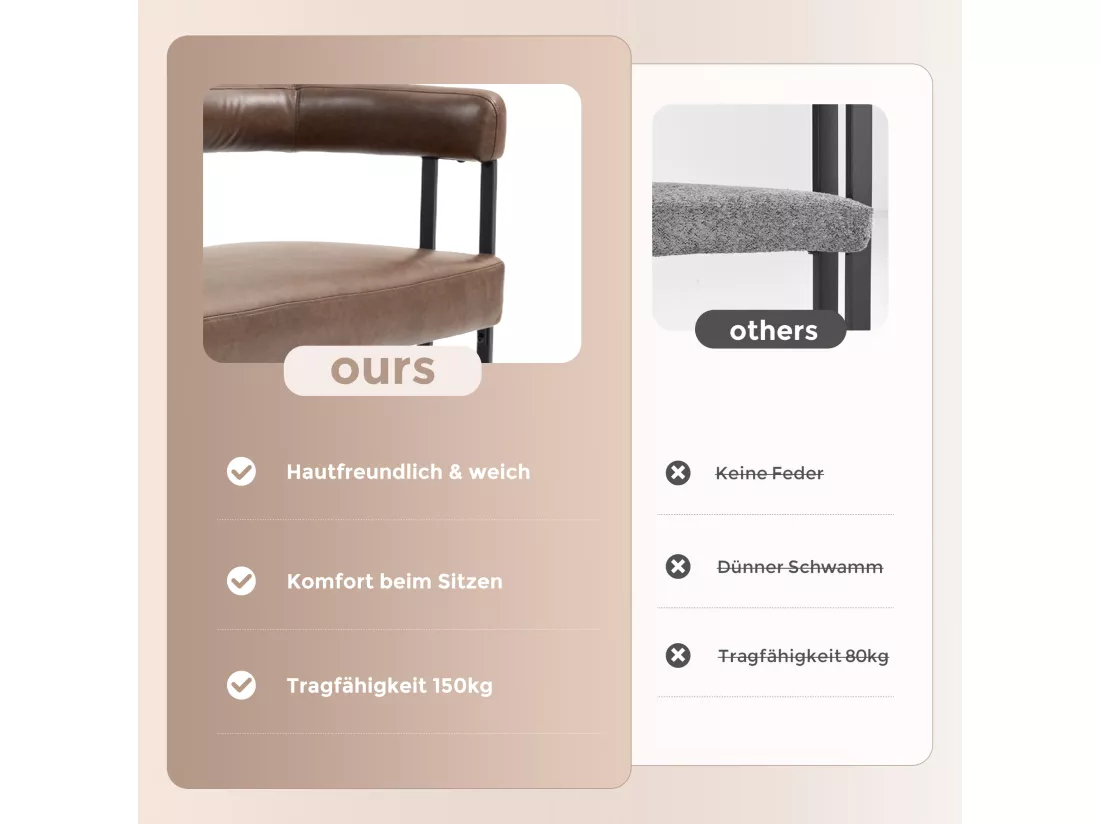 Haobosic - Canapé Double en PU Cuir Brun Foncé avec Dossier Arrondi, Cadre Métallique Robuste, Design Moderne et Élégant, Capacité de 250 kg