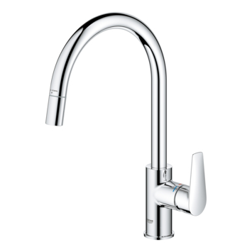 Grohe Keukenmengkraan Start Edge Hoge Uitloop Uittrekbare Mousseur Chroom