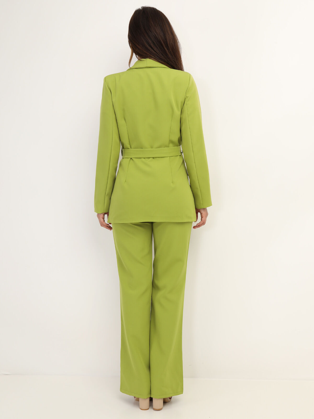 Ensemble tailleur ample ceinturé- Vert olive