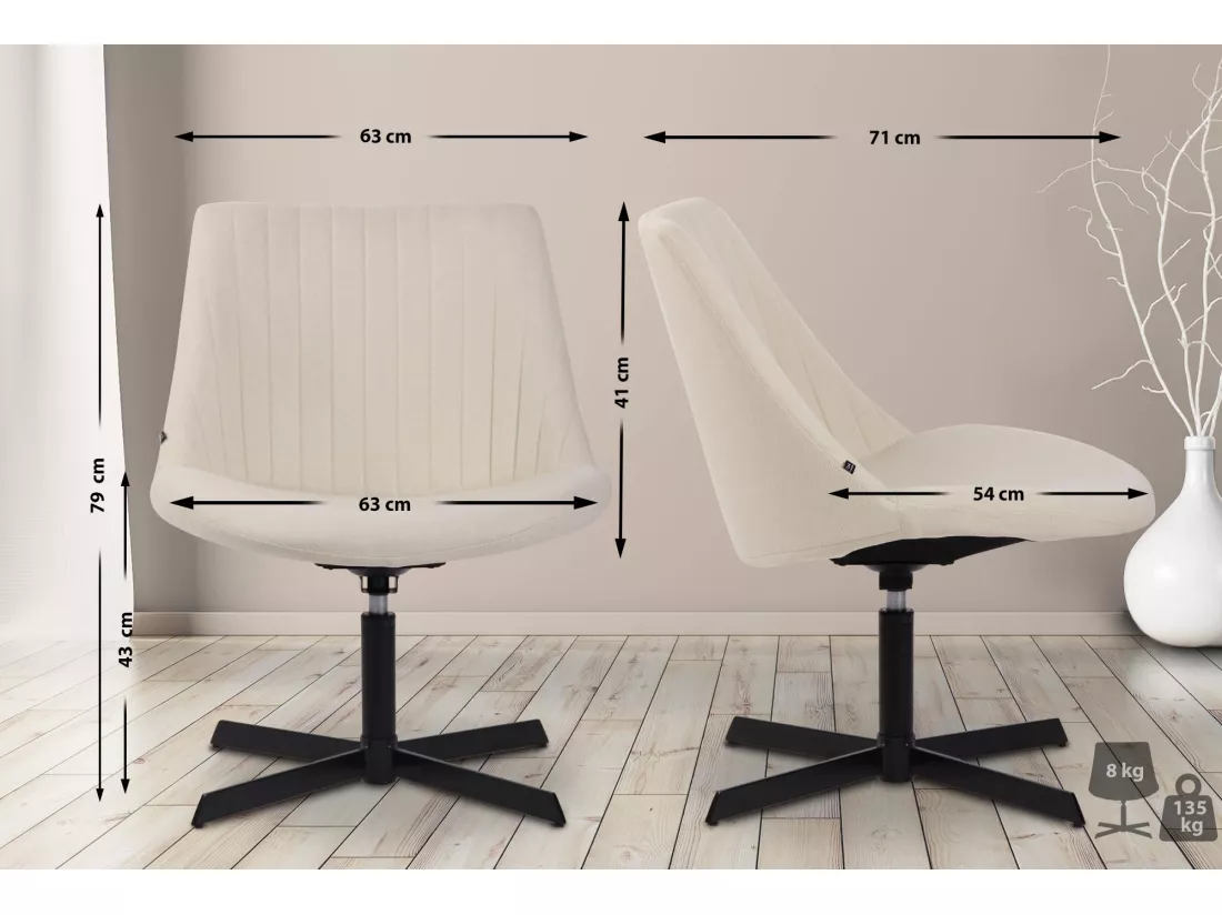 Chaise gondole - Tissu & Métal noir mat - Crème - Granby