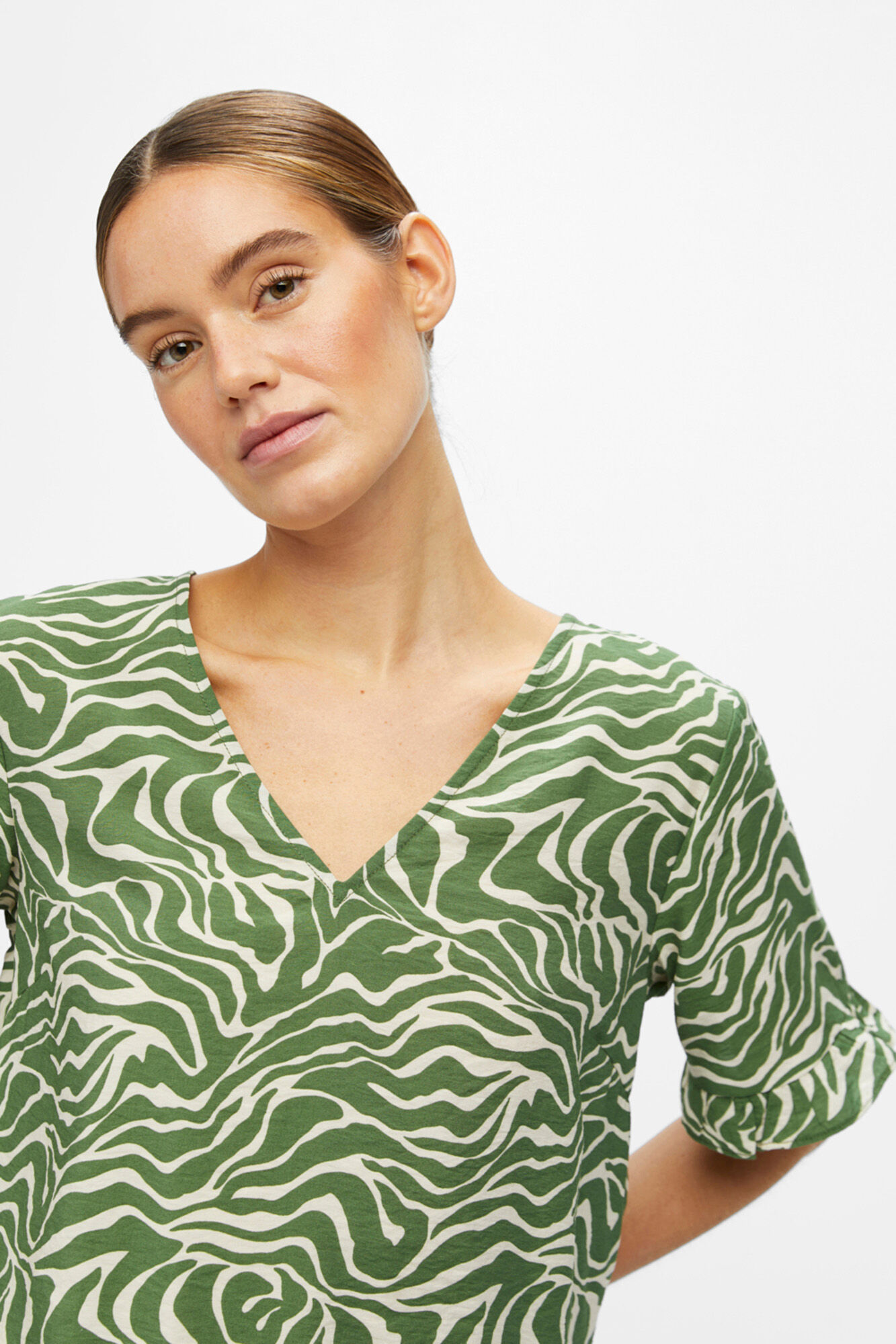 Blusa com mangas franzidas - Verde
