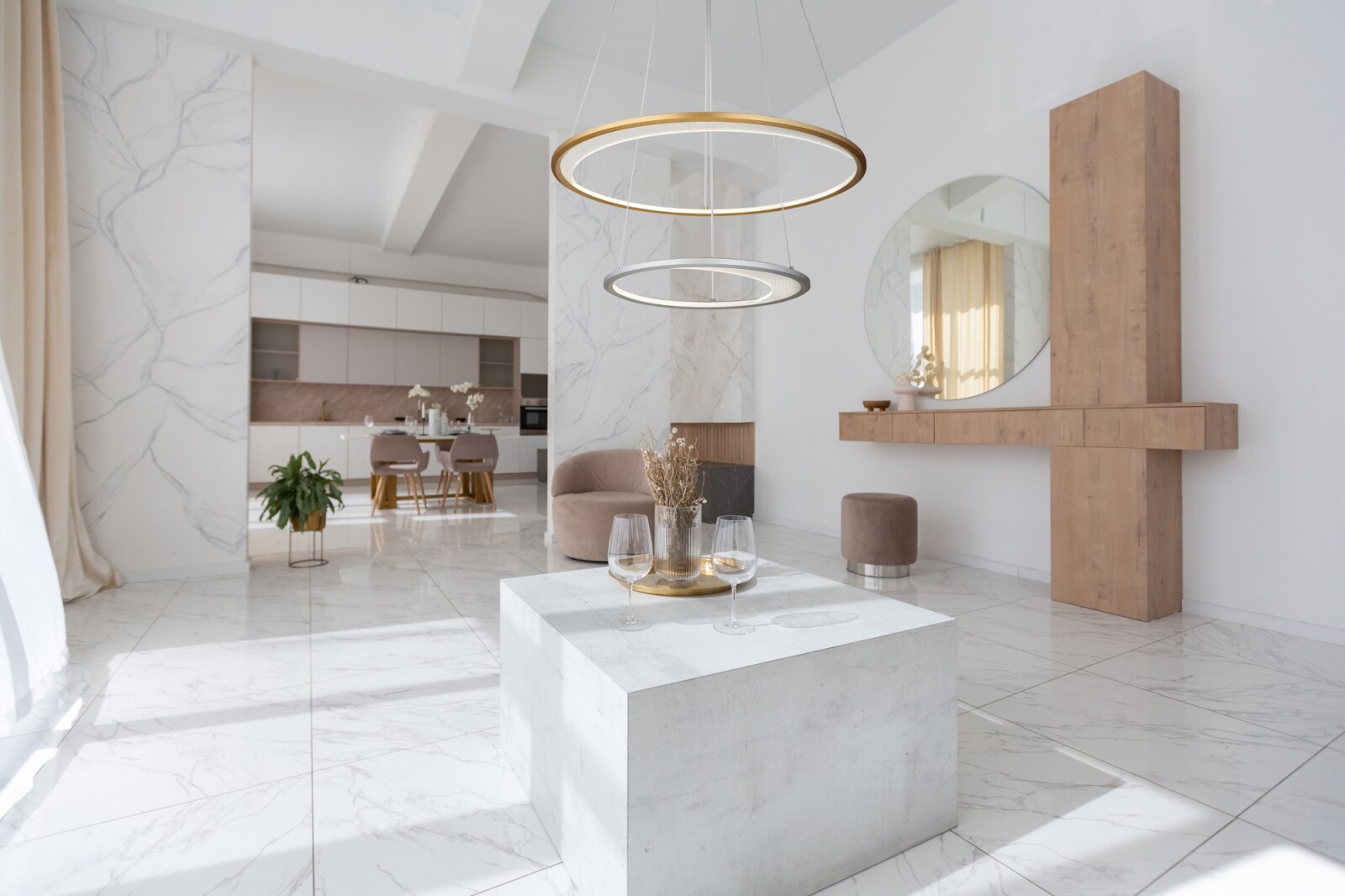 LED-Hängeleuchte - silber-gold - Ø 61,7 cm