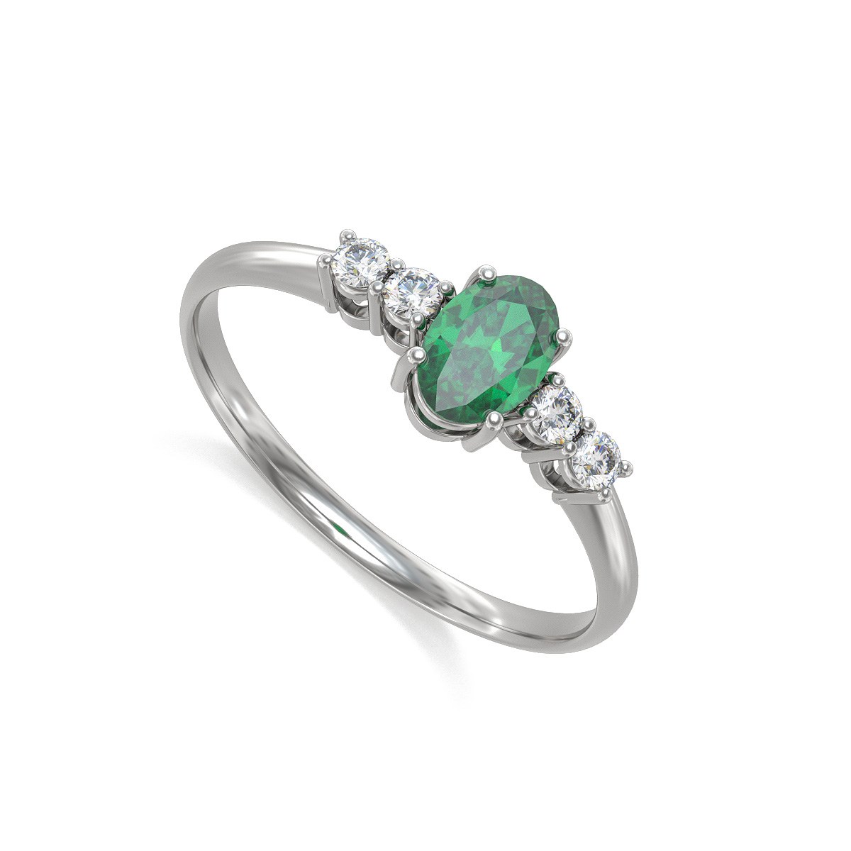 Bague ADEN Emeraude et diamants sur Argent 925 1.6grs